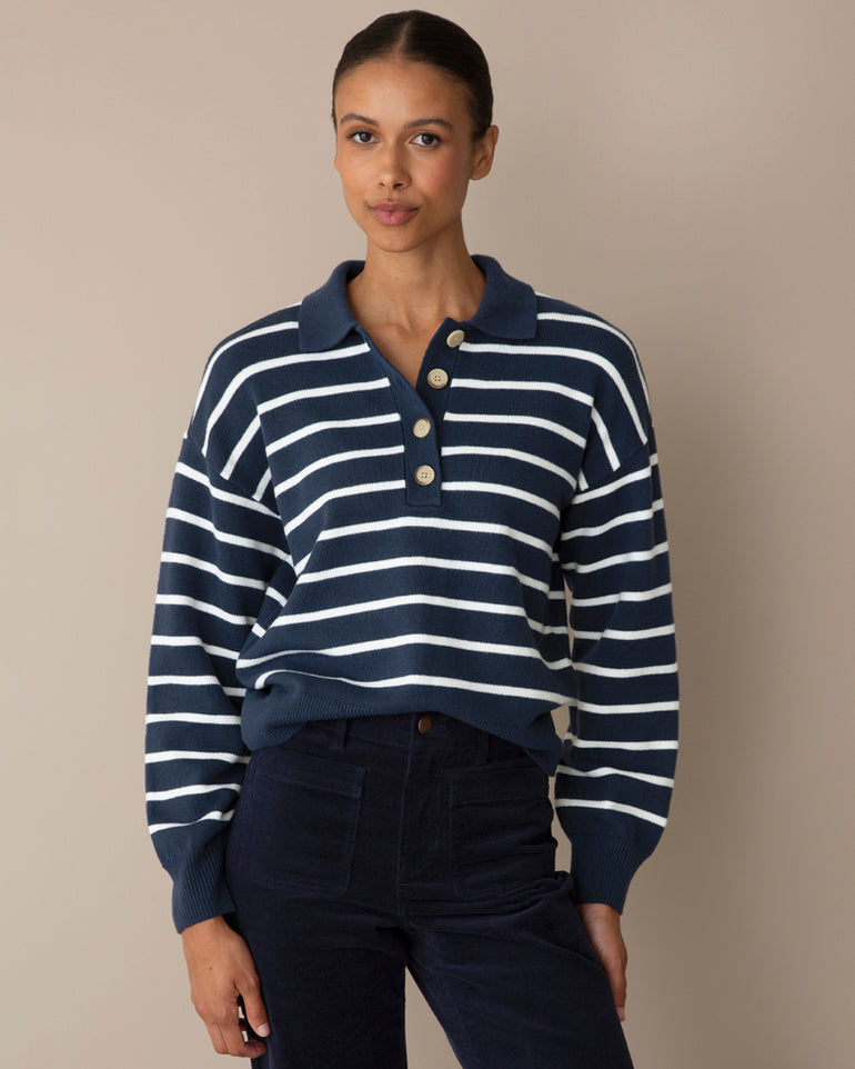 Striped Sweater in Navy Multi