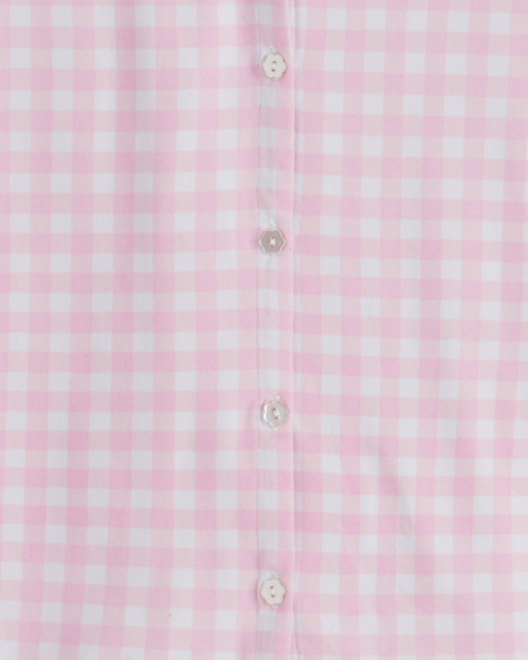 Scallop Sara Pajama Set in Pink Gingham