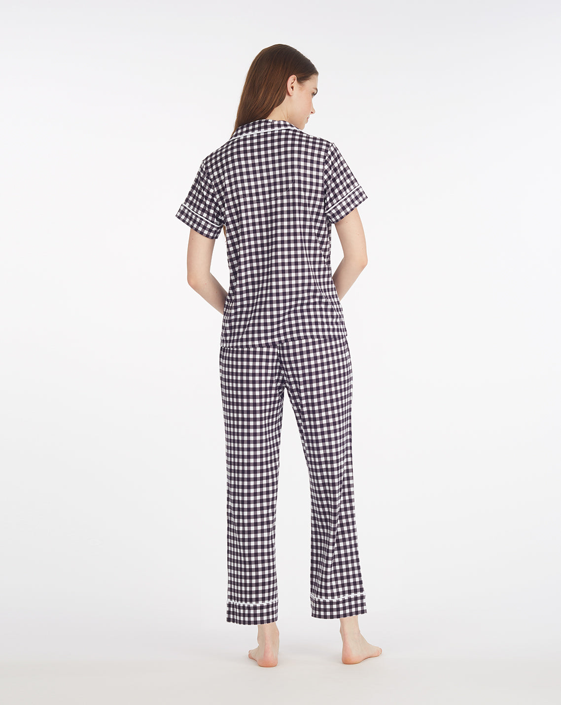 Linda Pajama Set in Navy Gingham