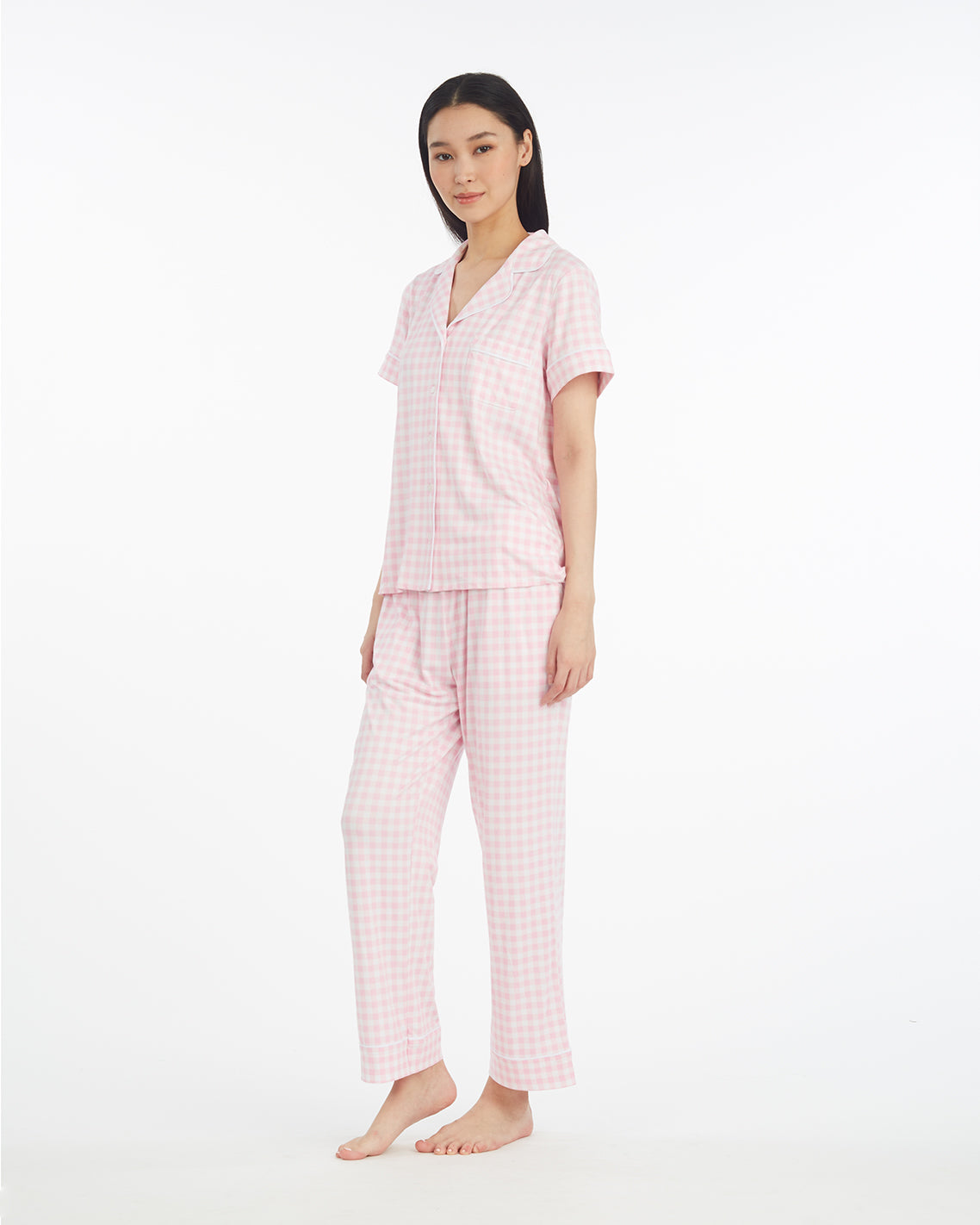Linda Pajama Set in Pink Gingham