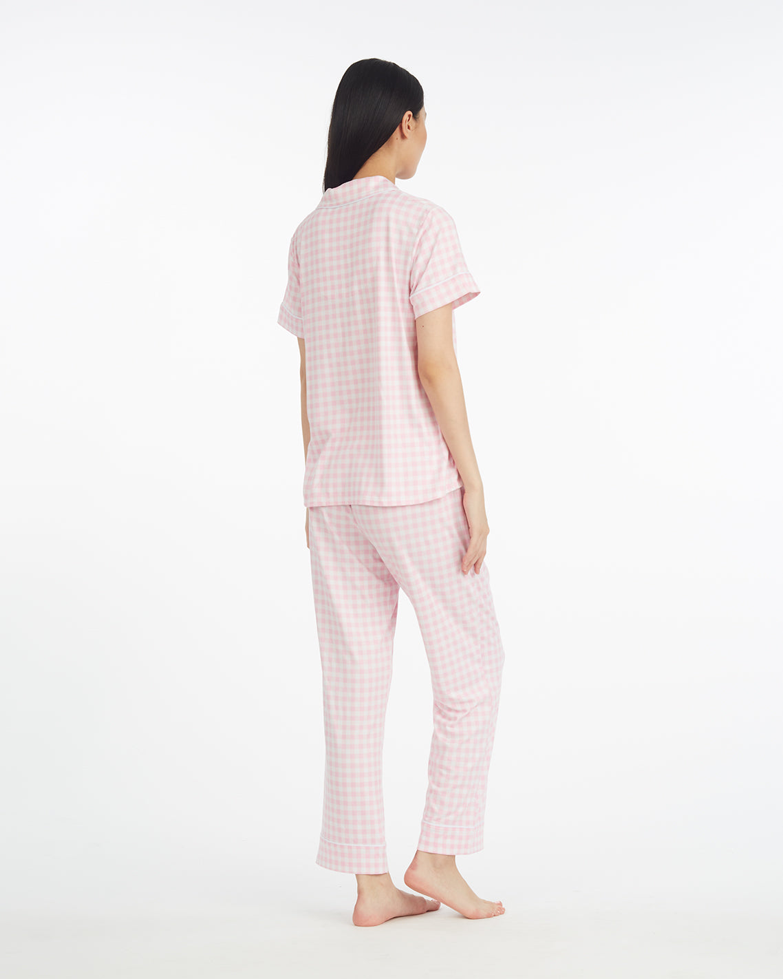 Linda Pajama Set in Pink Gingham