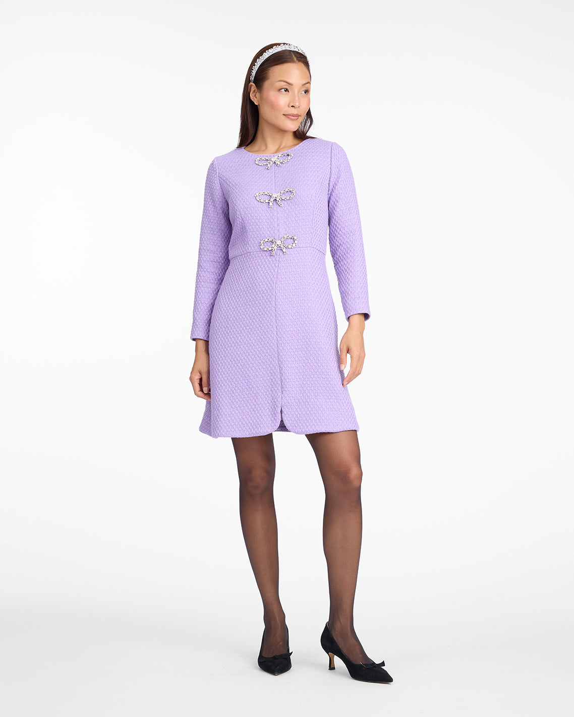 Long-Sleeve Sadie Shift Dress in Lilac