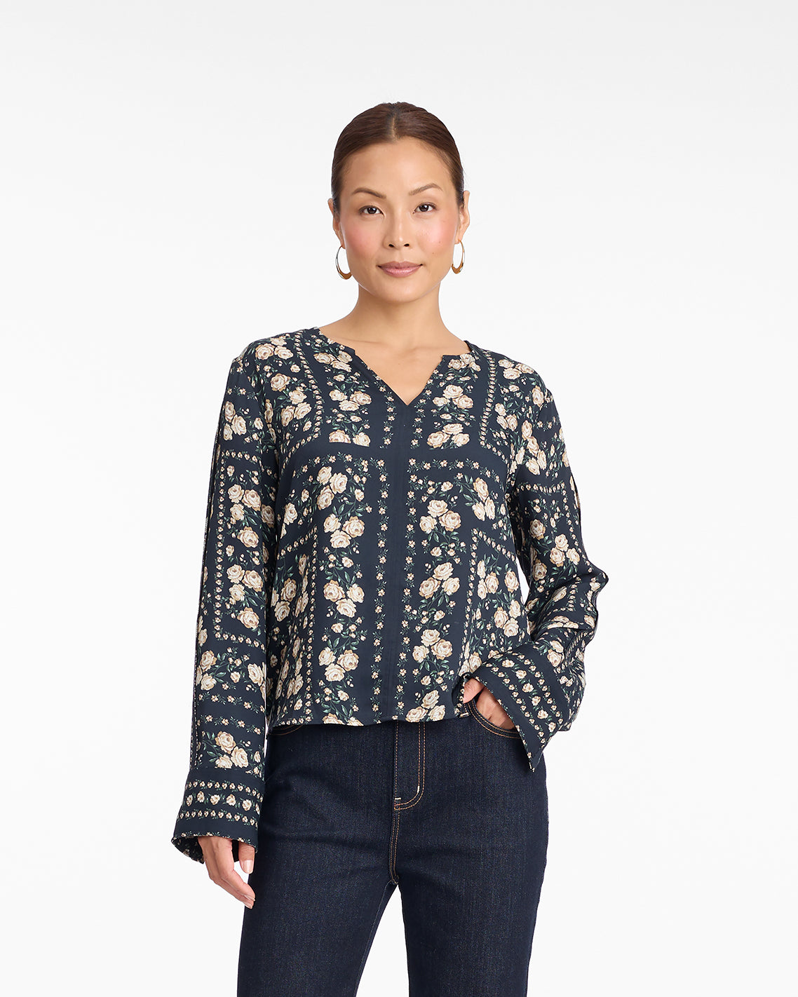 Long-Sleeve Top in Wallpaper Floral
