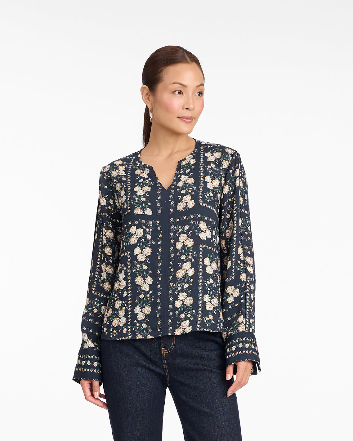 Long-Sleeve Top in Wallpaper Floral