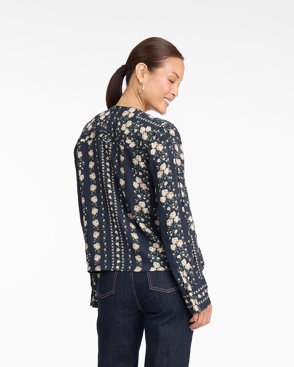 Long-Sleeve Top in Wallpaper Floral