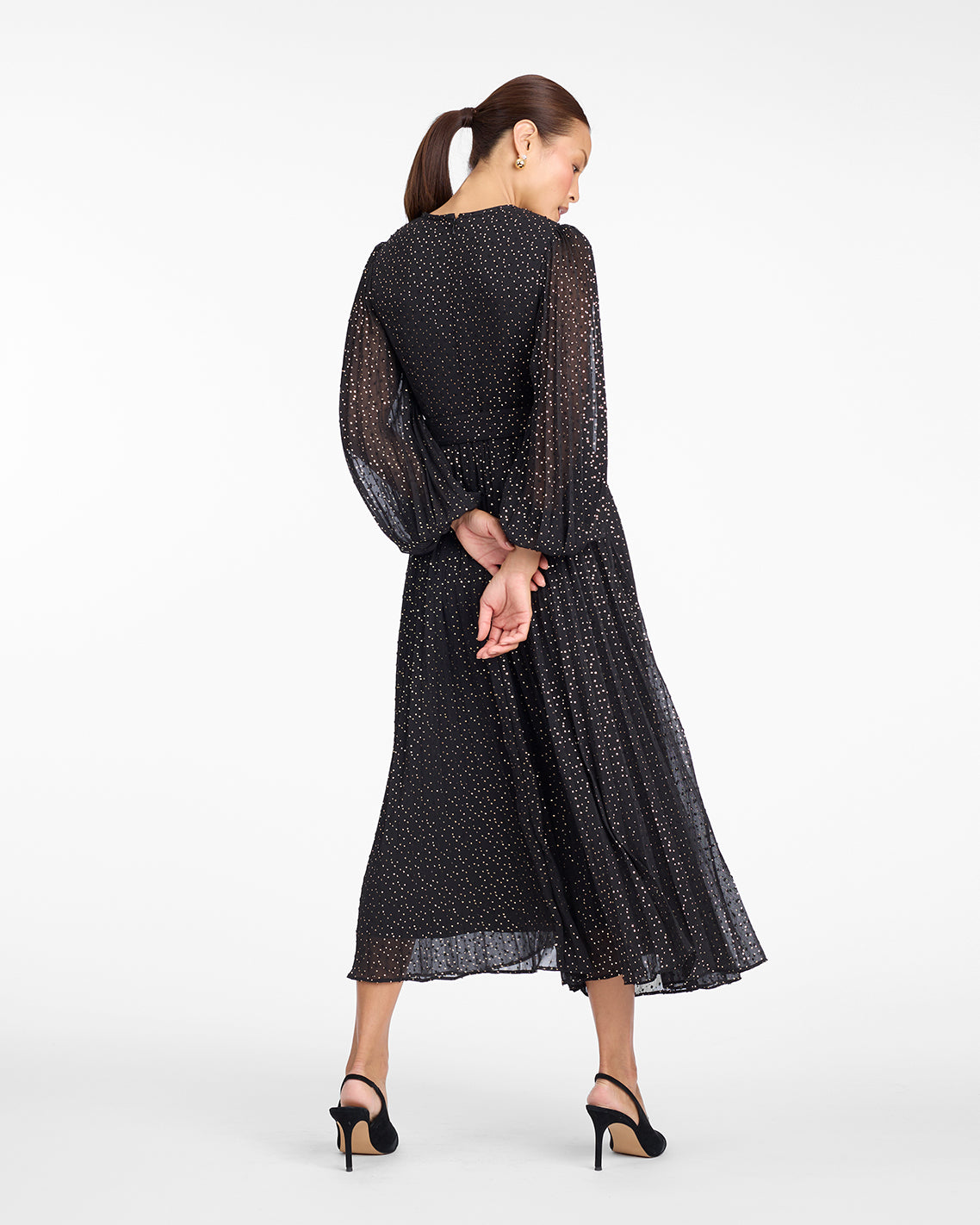 Maybelle Belted Midi Dress in Foil Dot