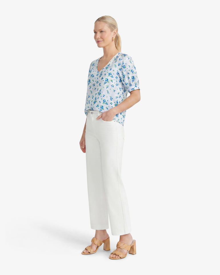 Wide Leg Jeans in White Denim