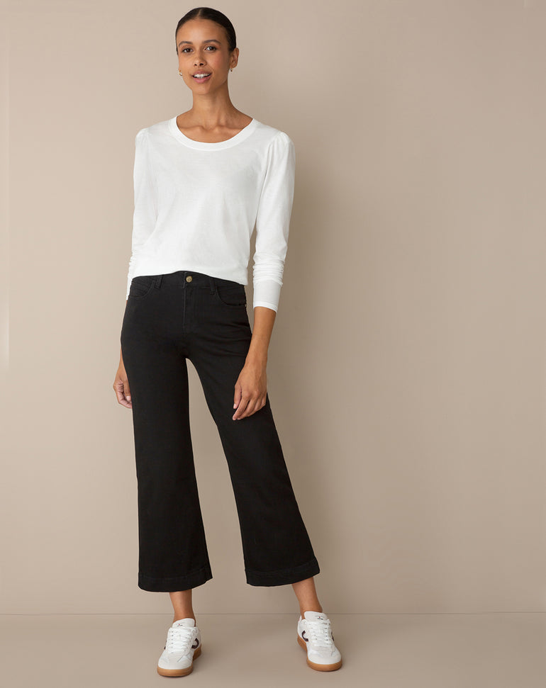 Long-Sleeve Easy Knit Top in White