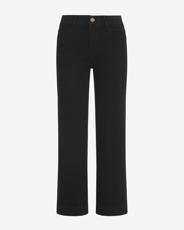 5-Pocket Wide Leg Crop in Black Denim