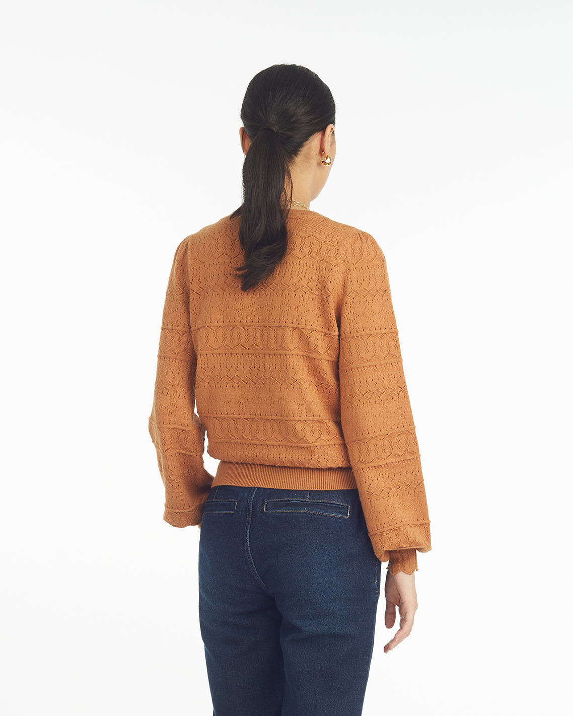 Long-Sleeve Pointelle Sweater