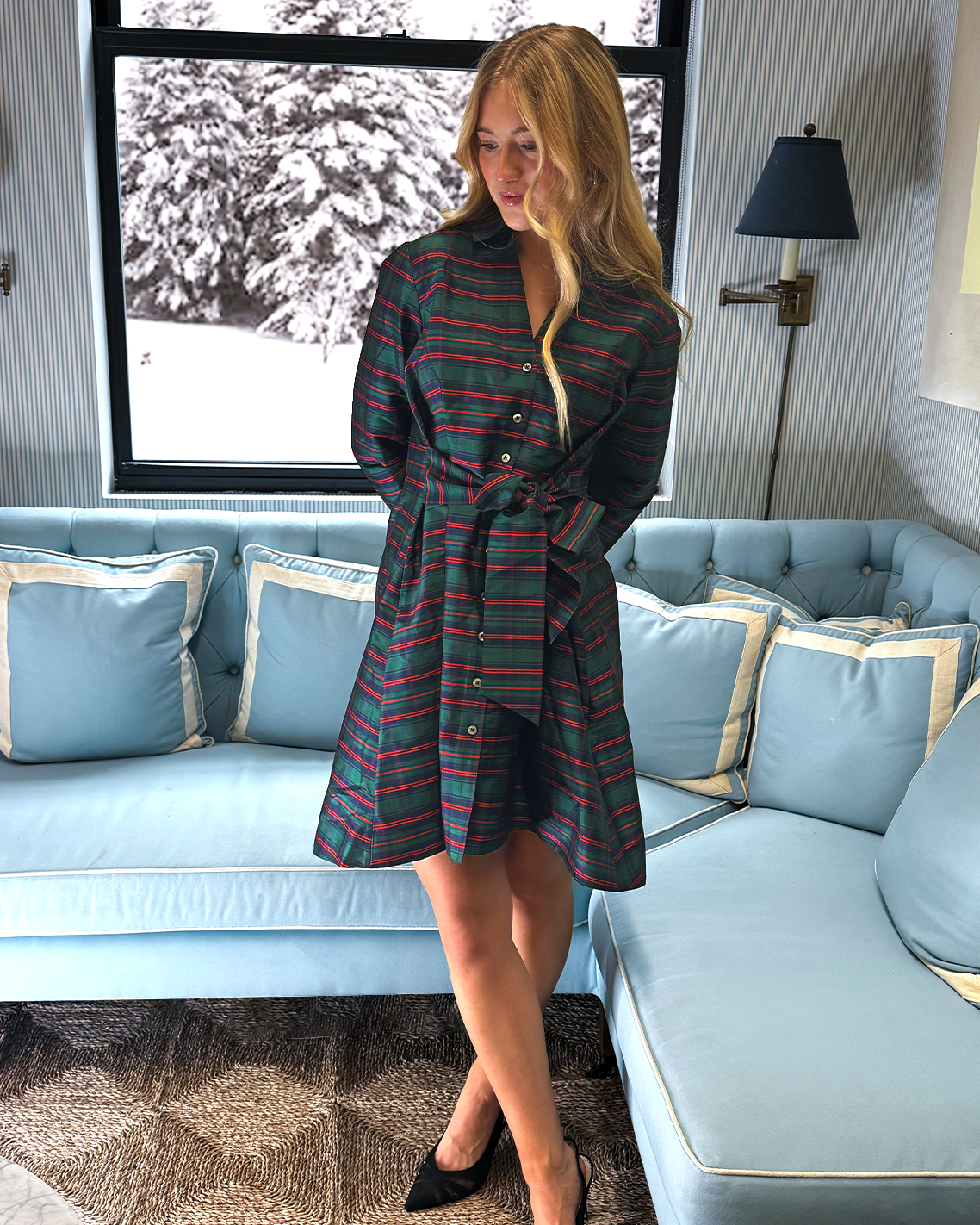 Layla Mini Shirtdress in Plaid