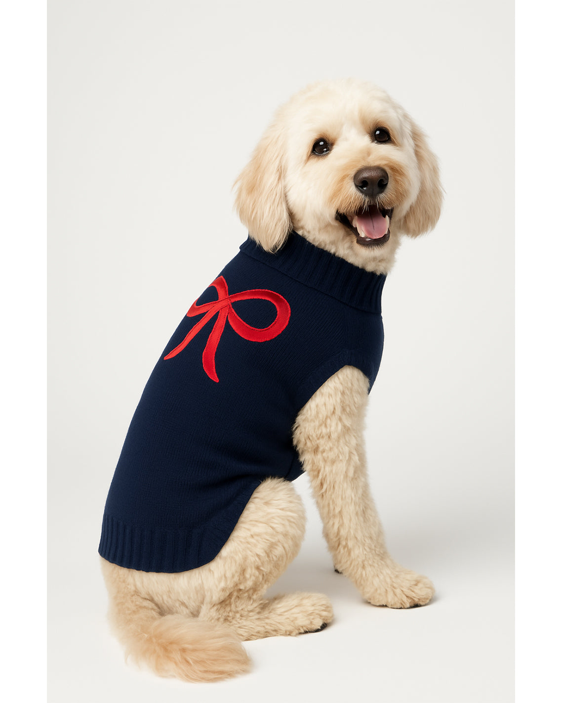 Blue Embellished Bow Dog Sweater