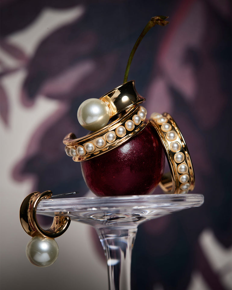 Pearl Studded Hoops