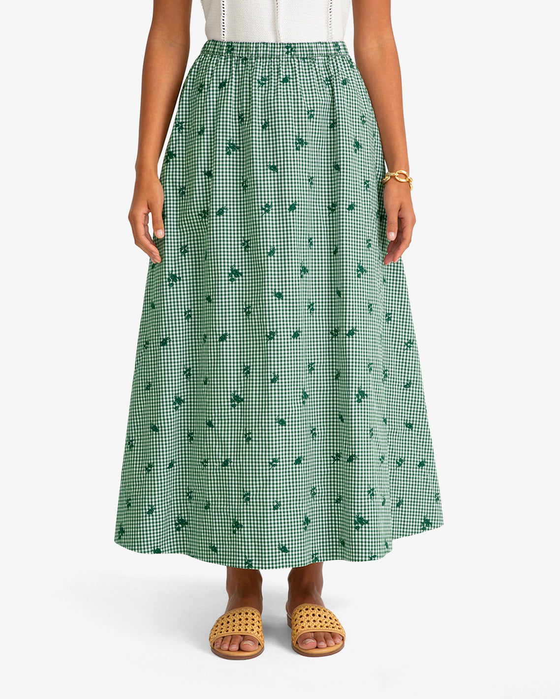 Midi Skirt in Green Gingham