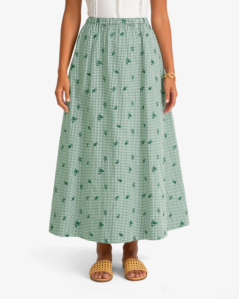 Midi Skirt in Green Gingham