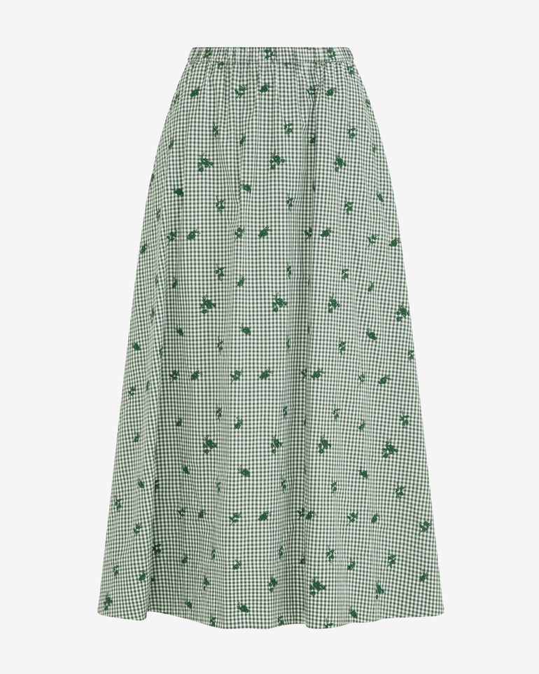 Midi Skirt in Green Gingham