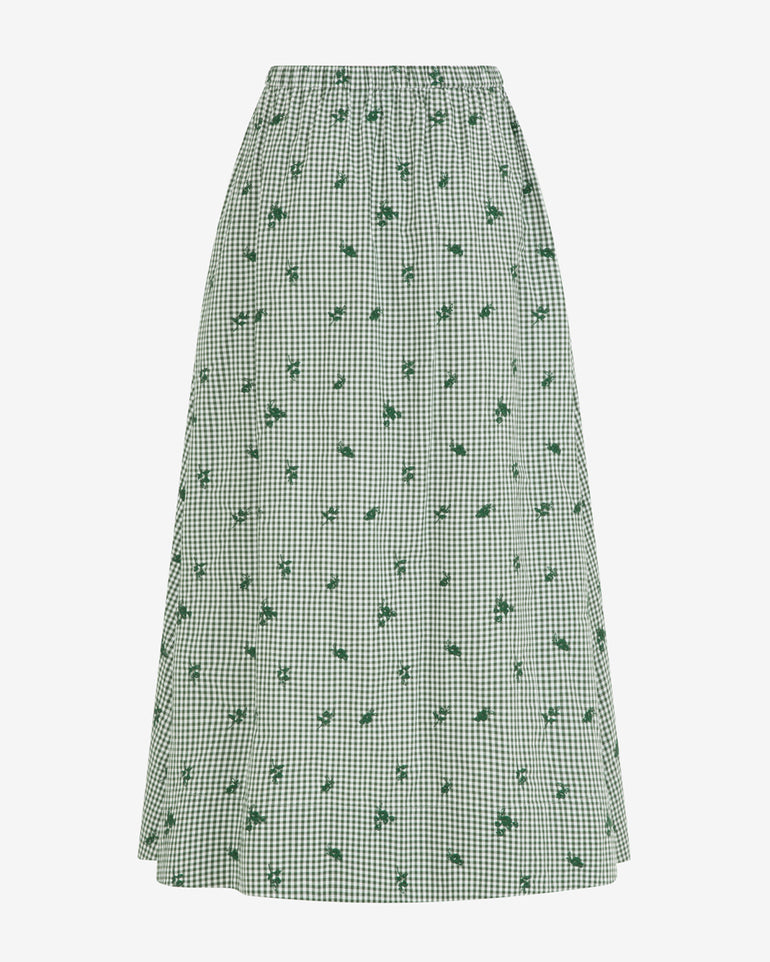 Midi Skirt in Green Gingham