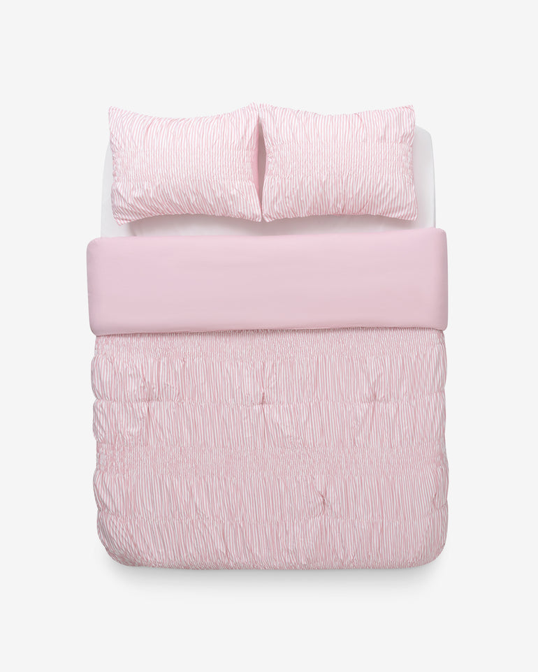 Kara Pinstripe Pink Comforter Set