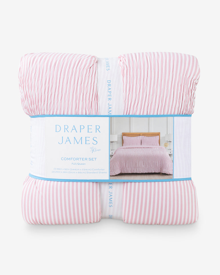 Kara Pinstripe Pink Comforter Set