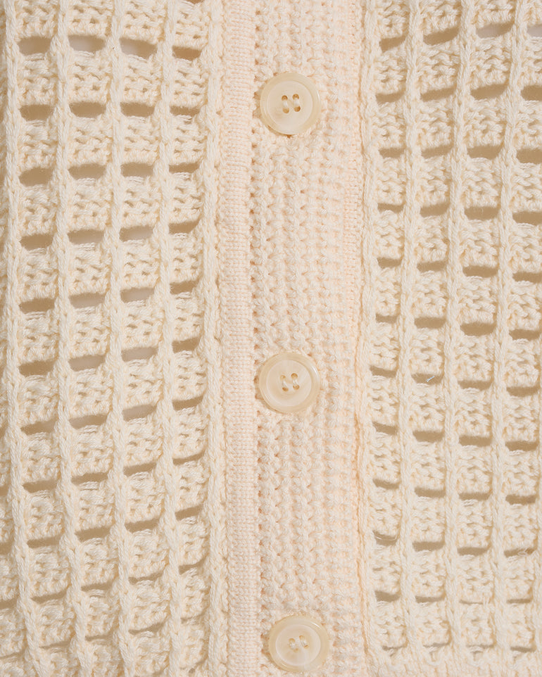 Crochet Sweater Cardigan in Beige