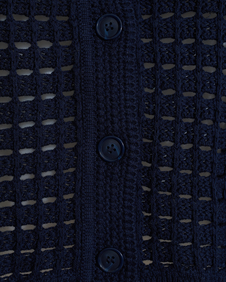 Crochet Sweater Cardigan in Nassau Navy