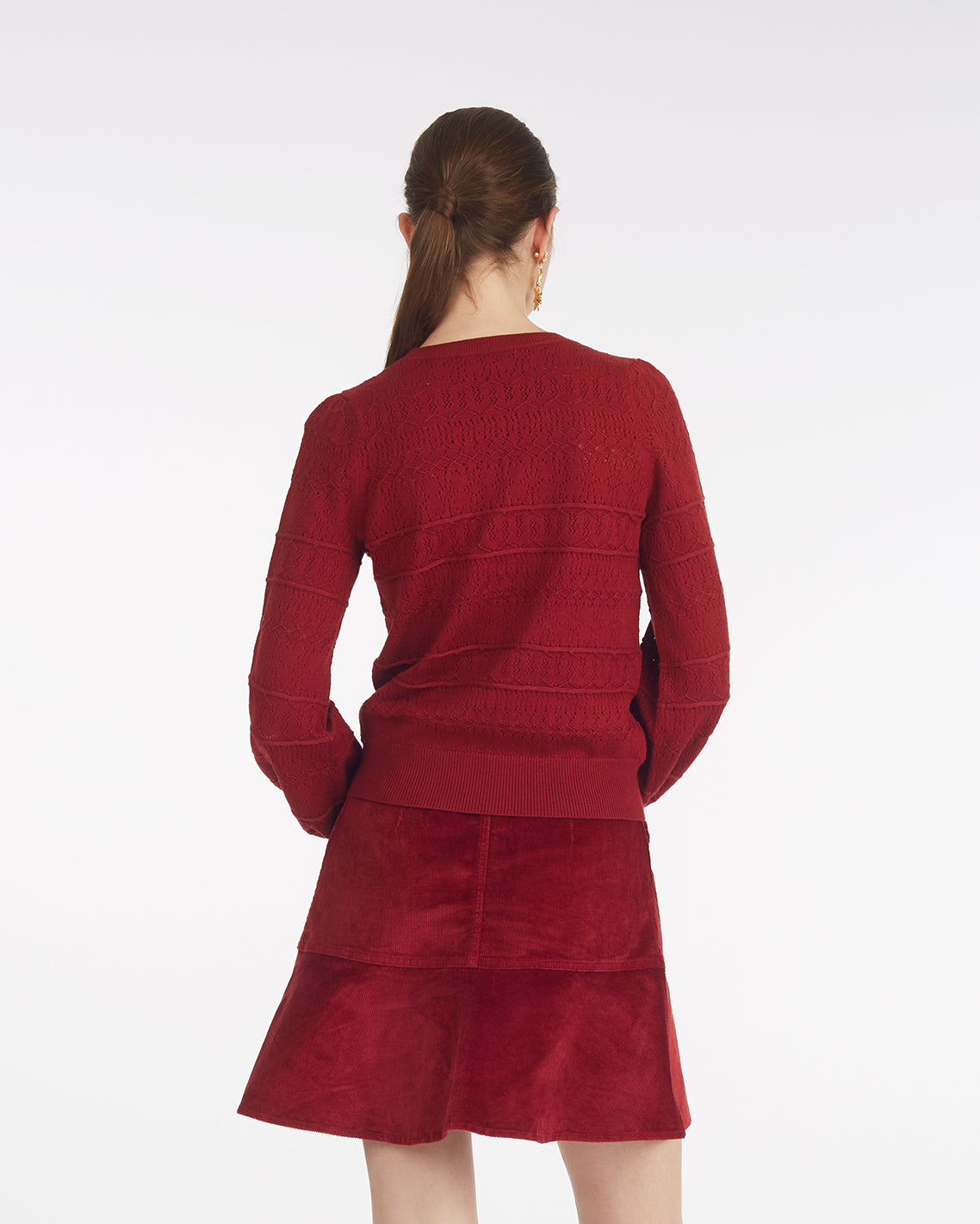 Long-Sleeve Pointelle Sweater