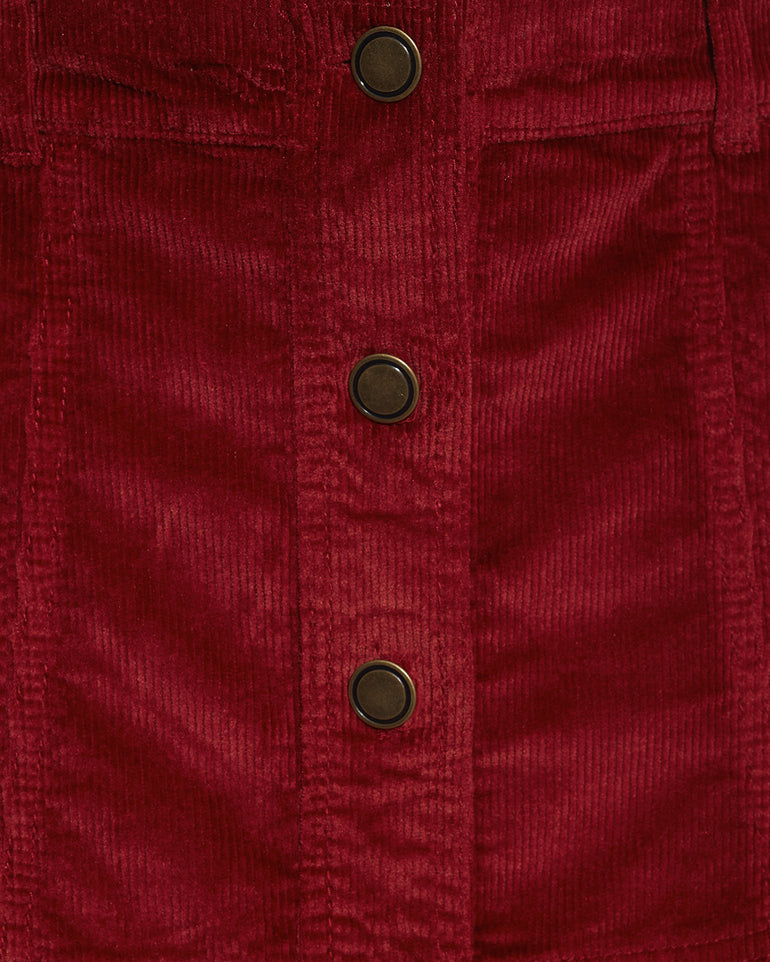 Button Front Corduroy Skirt