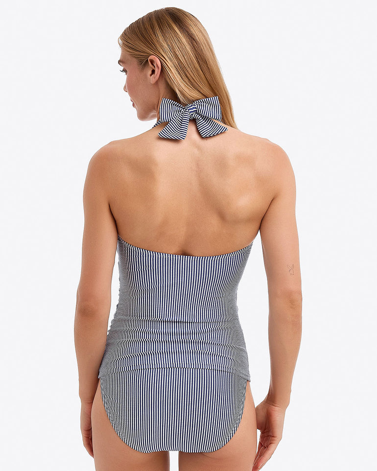 Seersucker Halter Bandeau Tankini