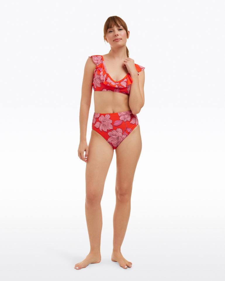 Red Magnolia Ruffle Bralette