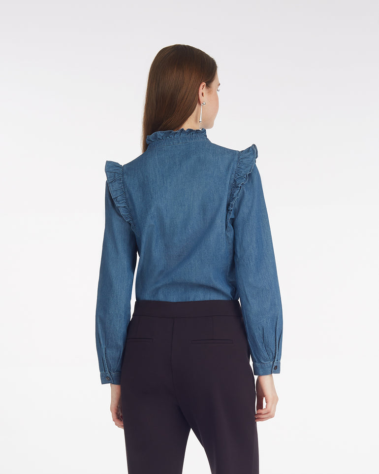Connie Long Sleeve Top in Chambray