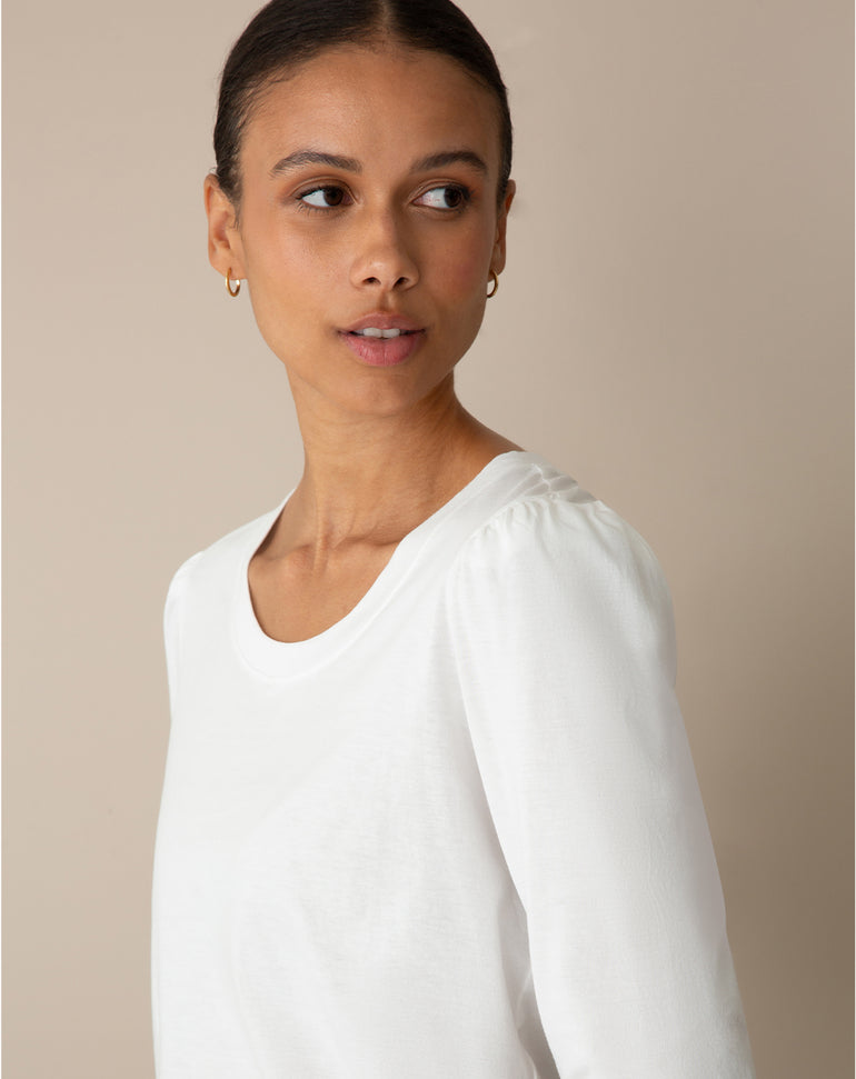 Long-Sleeve Easy Knit Top in White
