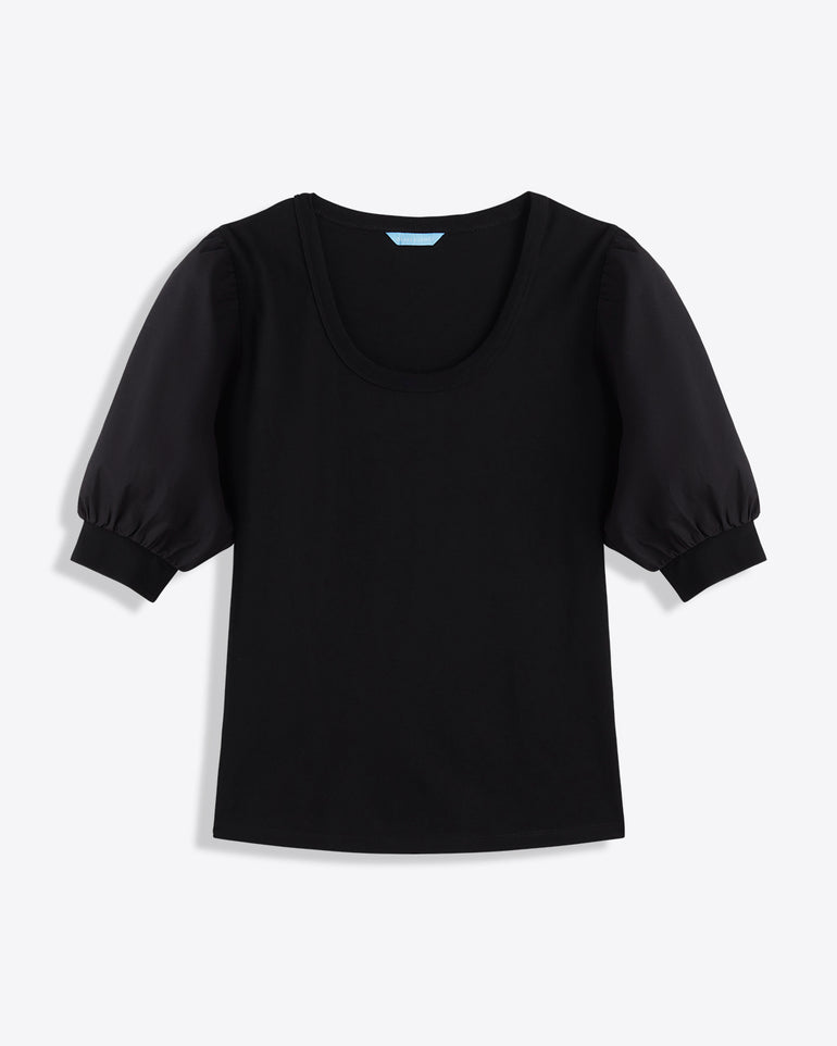 Short Sleeve Mixed Media Top