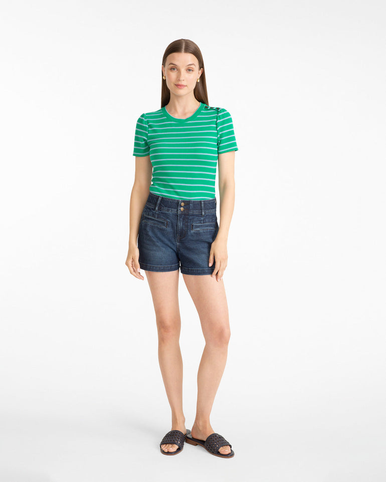 Stripe Crewneck Tee in Green