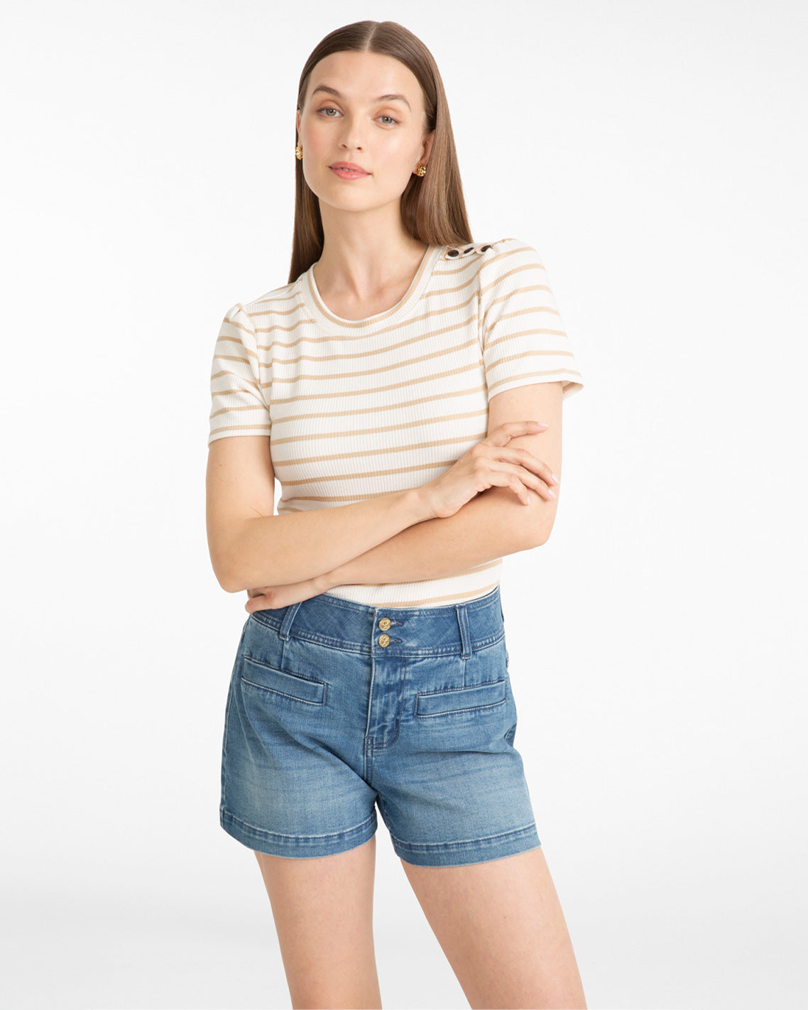 Stripe Crewneck Tee in Ivory