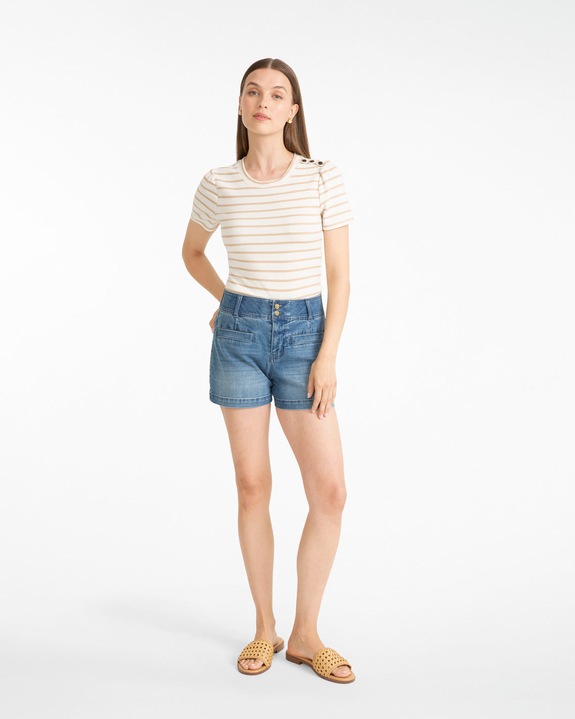 Stripe Crewneck Tee in Ivory