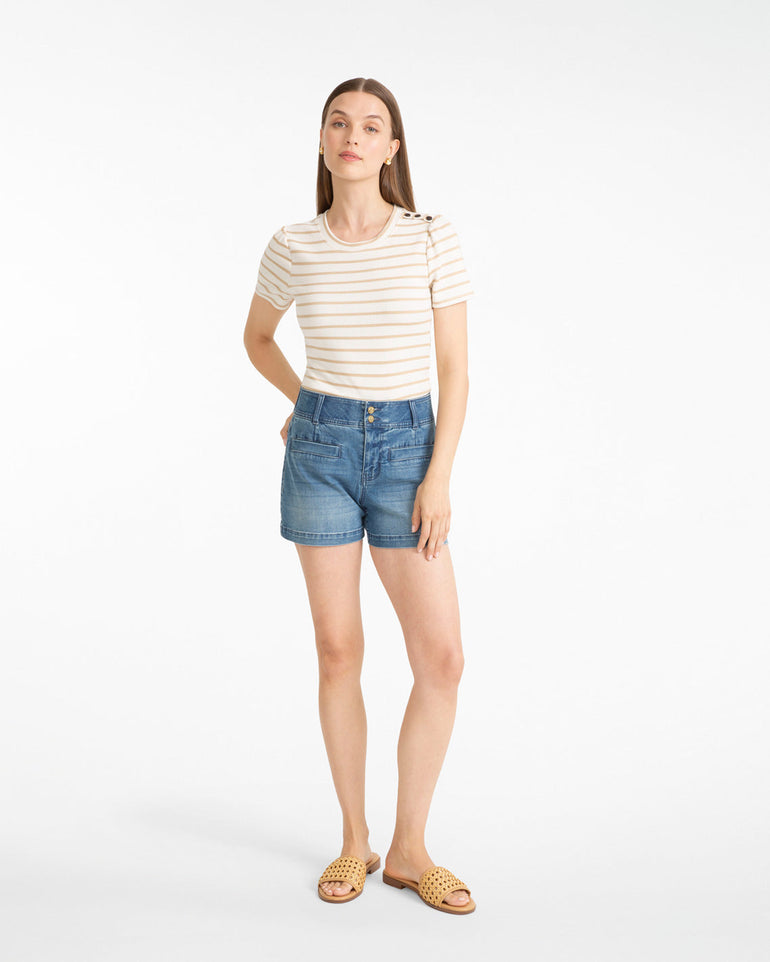 Stripe Crewneck Tee in Ivory