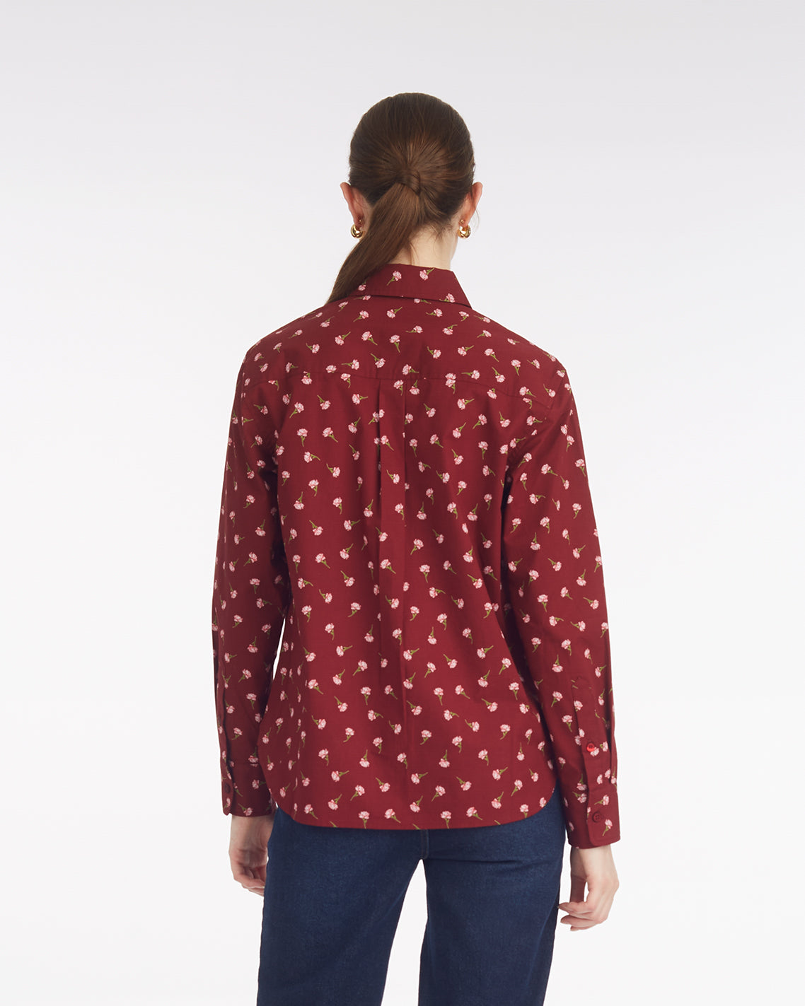 Long-Sleeve Button Down in Burgundy Buds