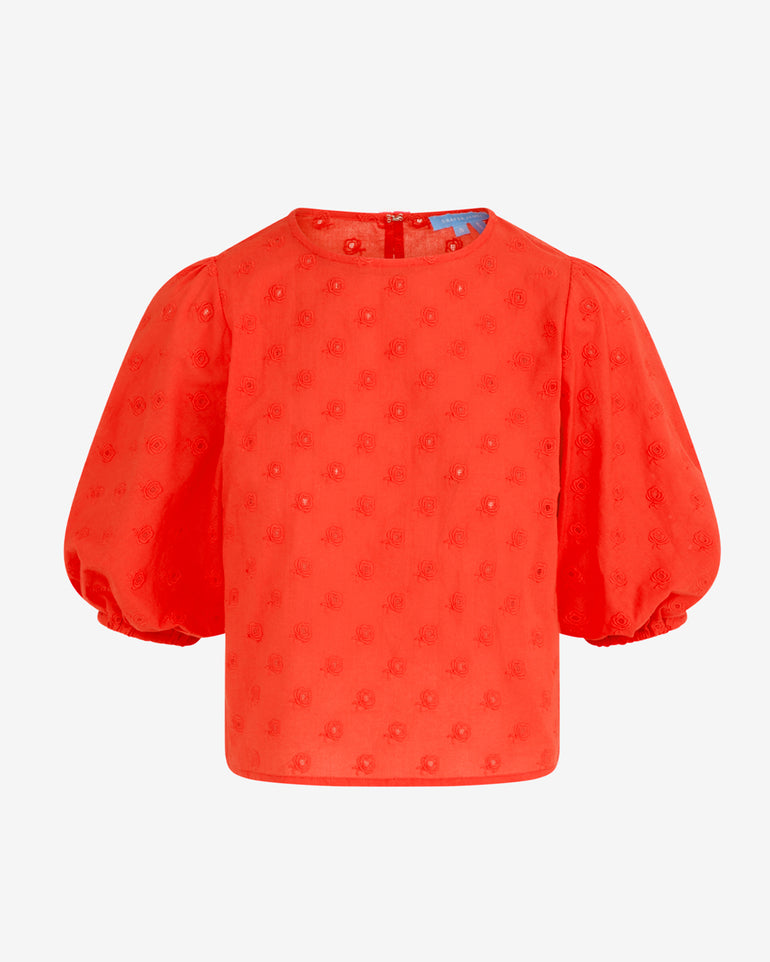 Short Sleeve Top in Embroidered Flower