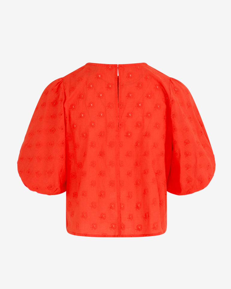 Short Sleeve Top in Embroidered Flower