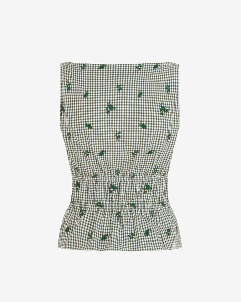Sleeveless Top in Green Gingham