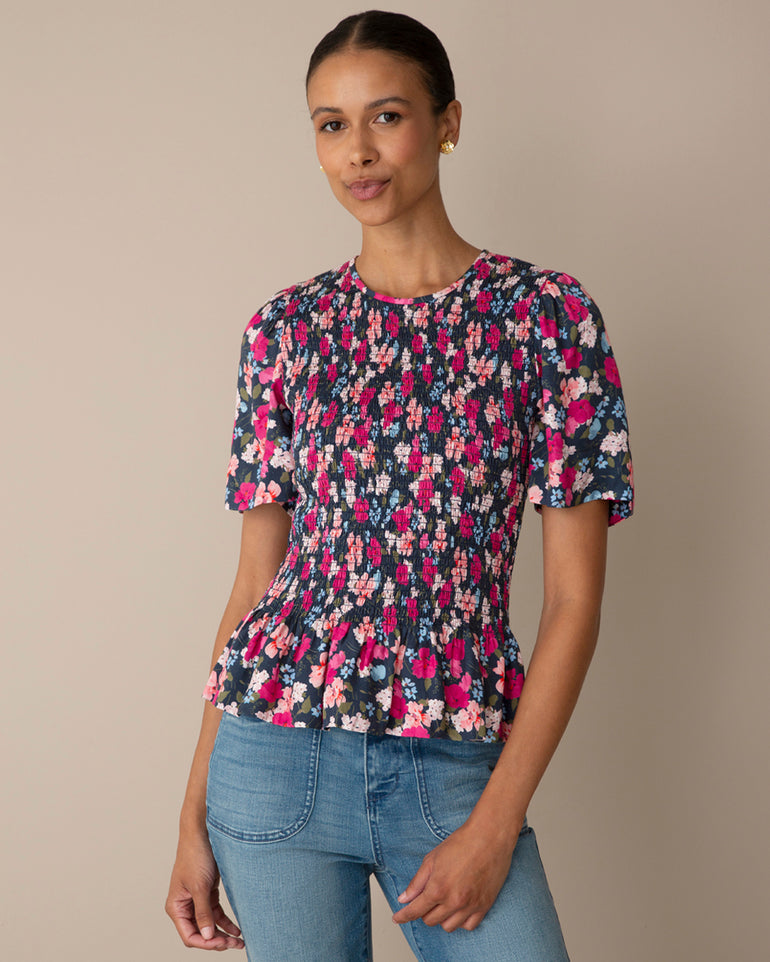 Smocked Top in Whimsical Garden
