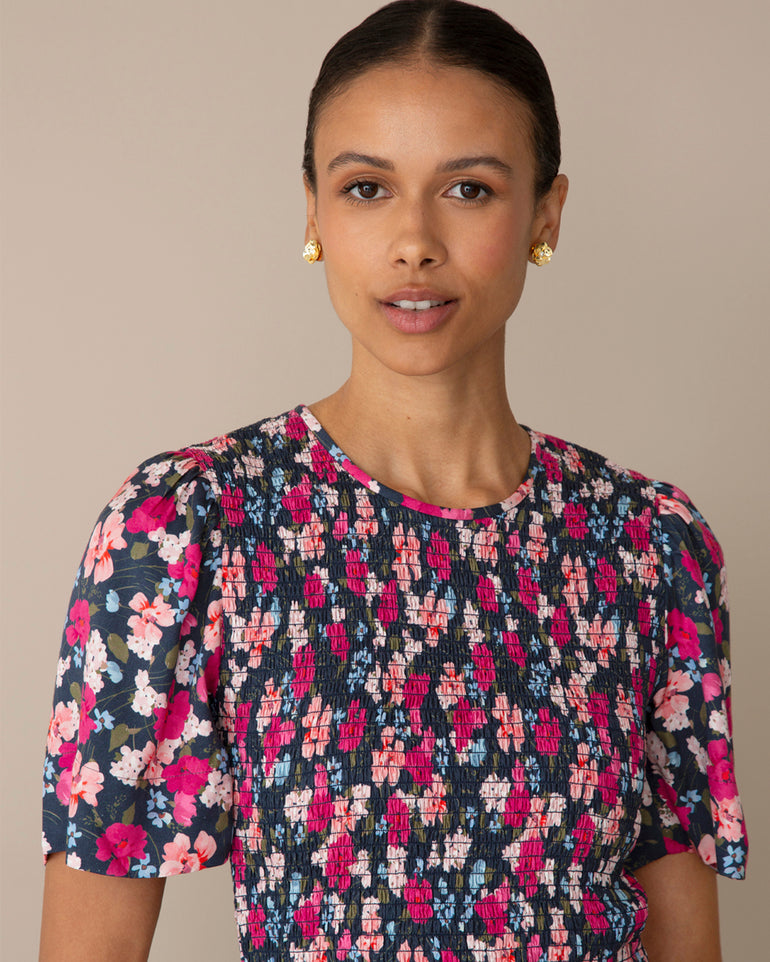 Smocked Top in Whimsical Garden