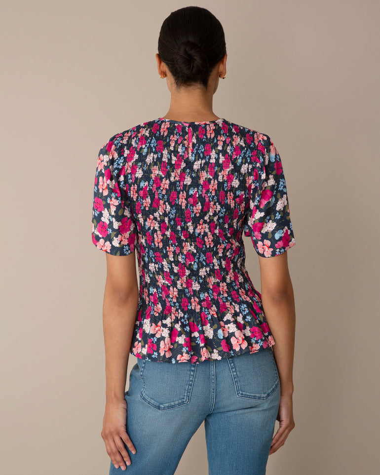 Smocked Top in Whimsical Garden
