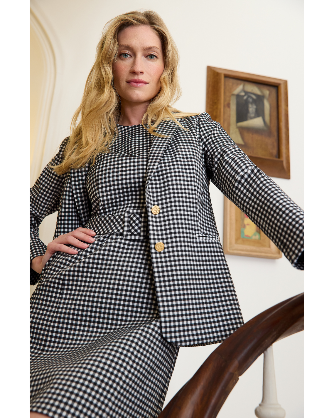 Gingham Blazer Textured