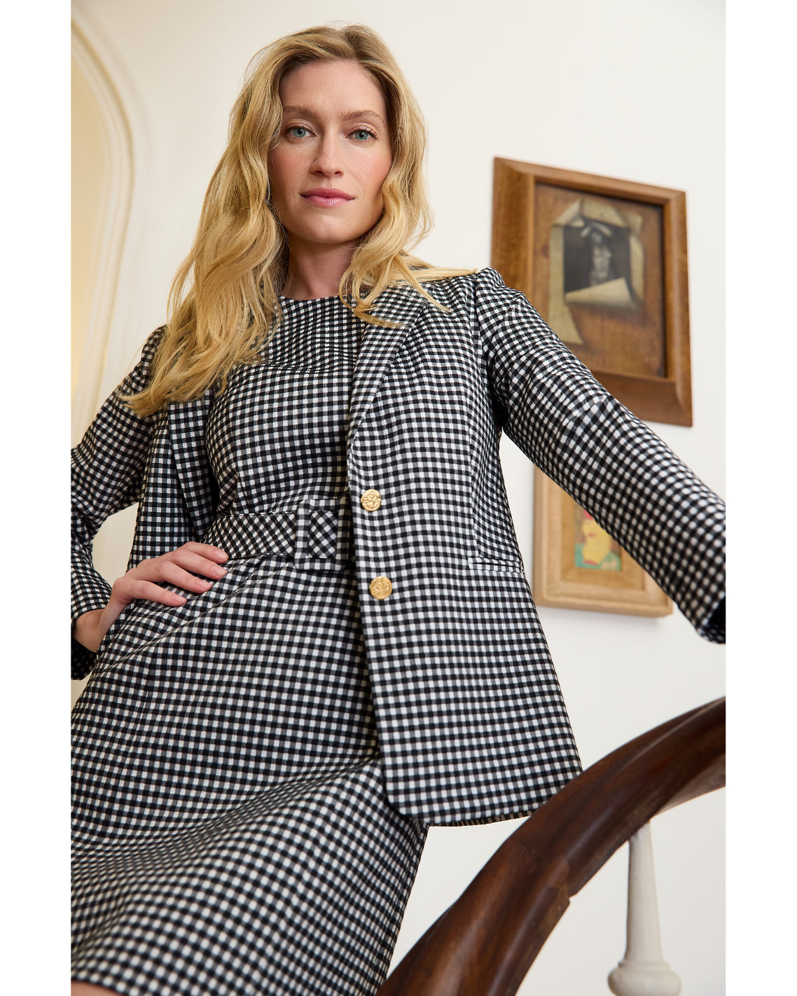 Gingham Blazer in Textured Gingham