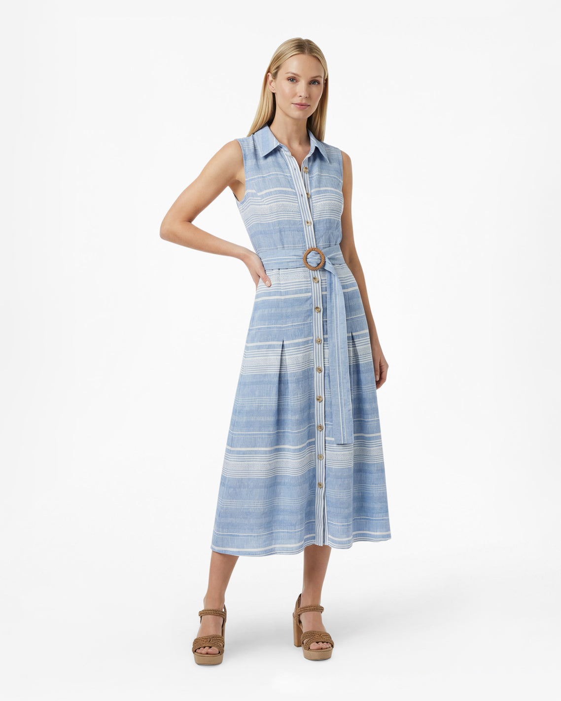 Vera Sleeveless Midi Dress in Stripe
