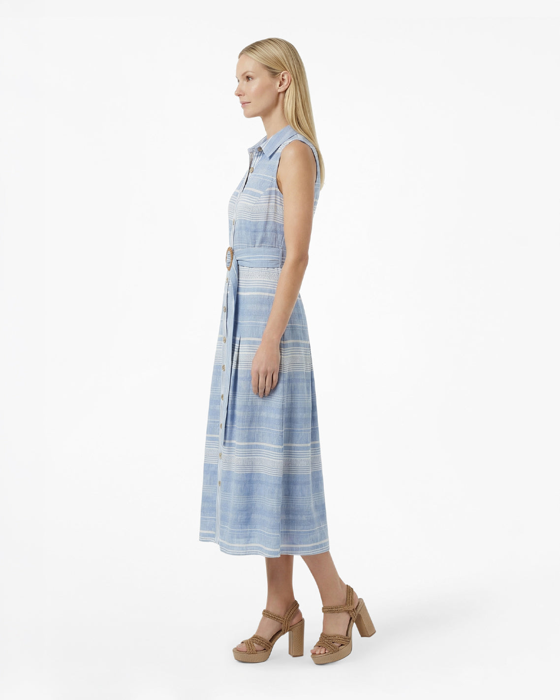 Vera Sleeveless Midi Dress in Stripe