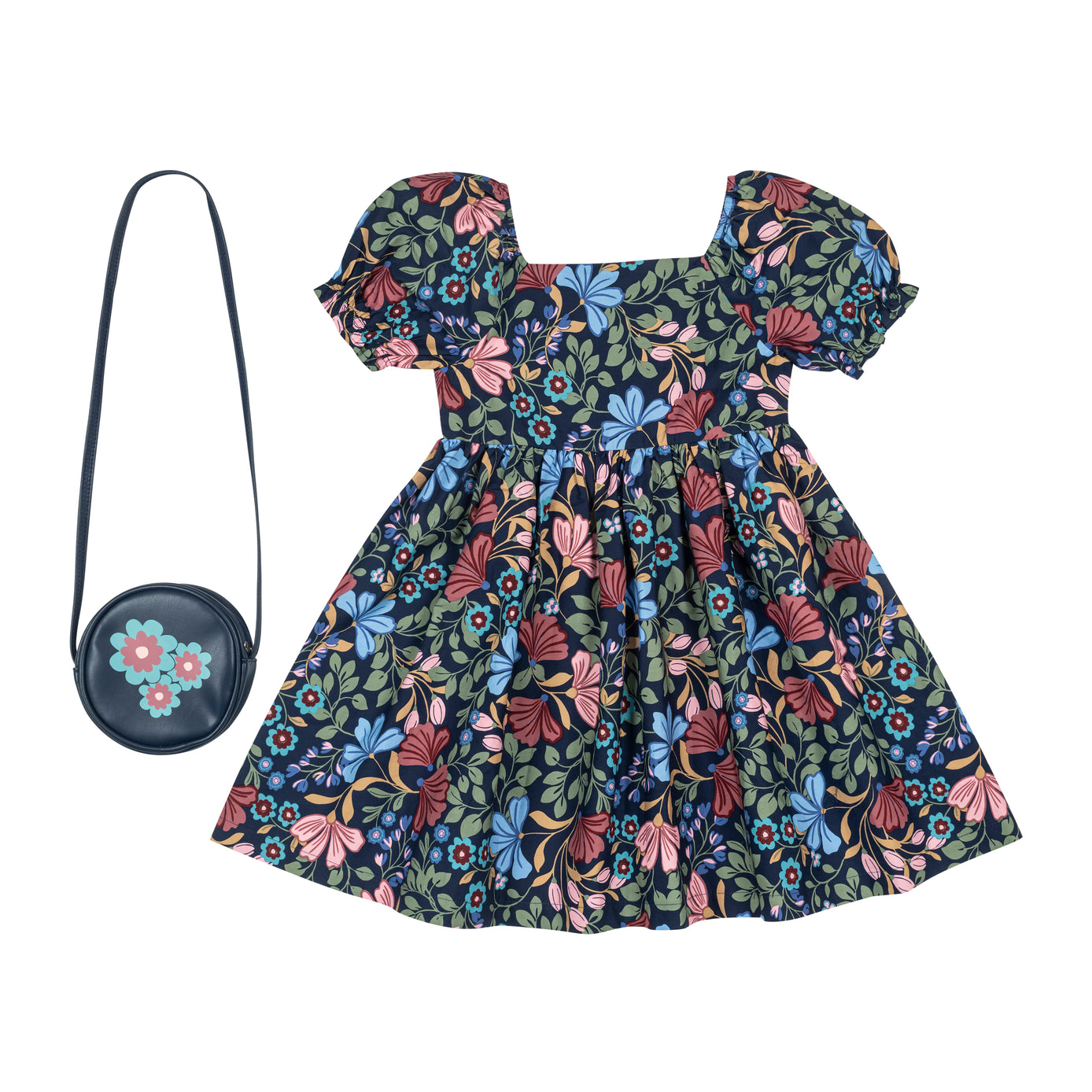 Girl's Cotton Dress and Bag Set