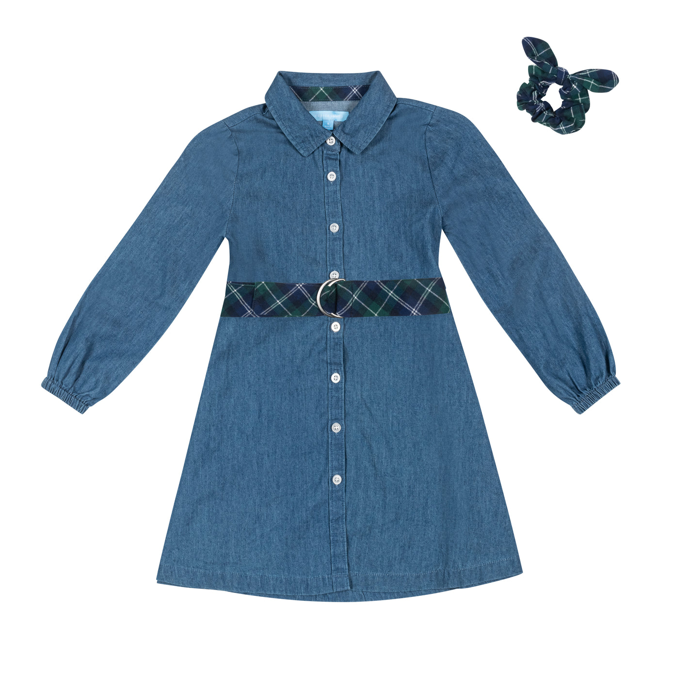 Girls' Chambray Dress and Scrunchie Set