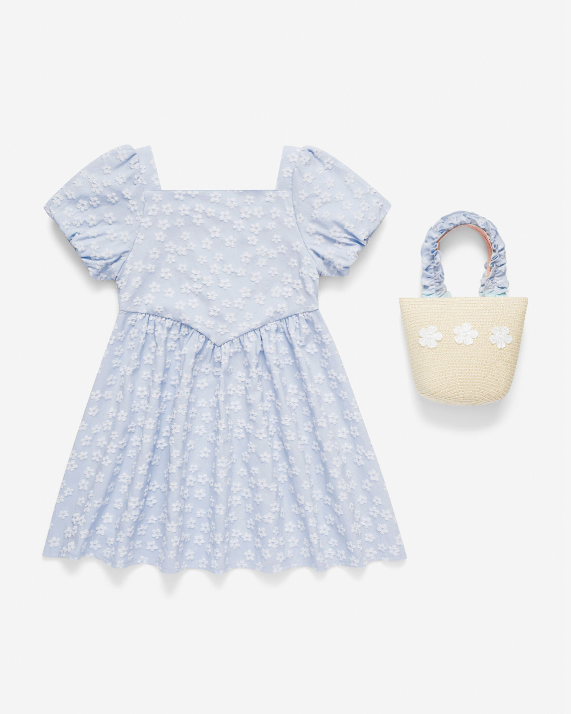 Floral Dress with Purse in Blue